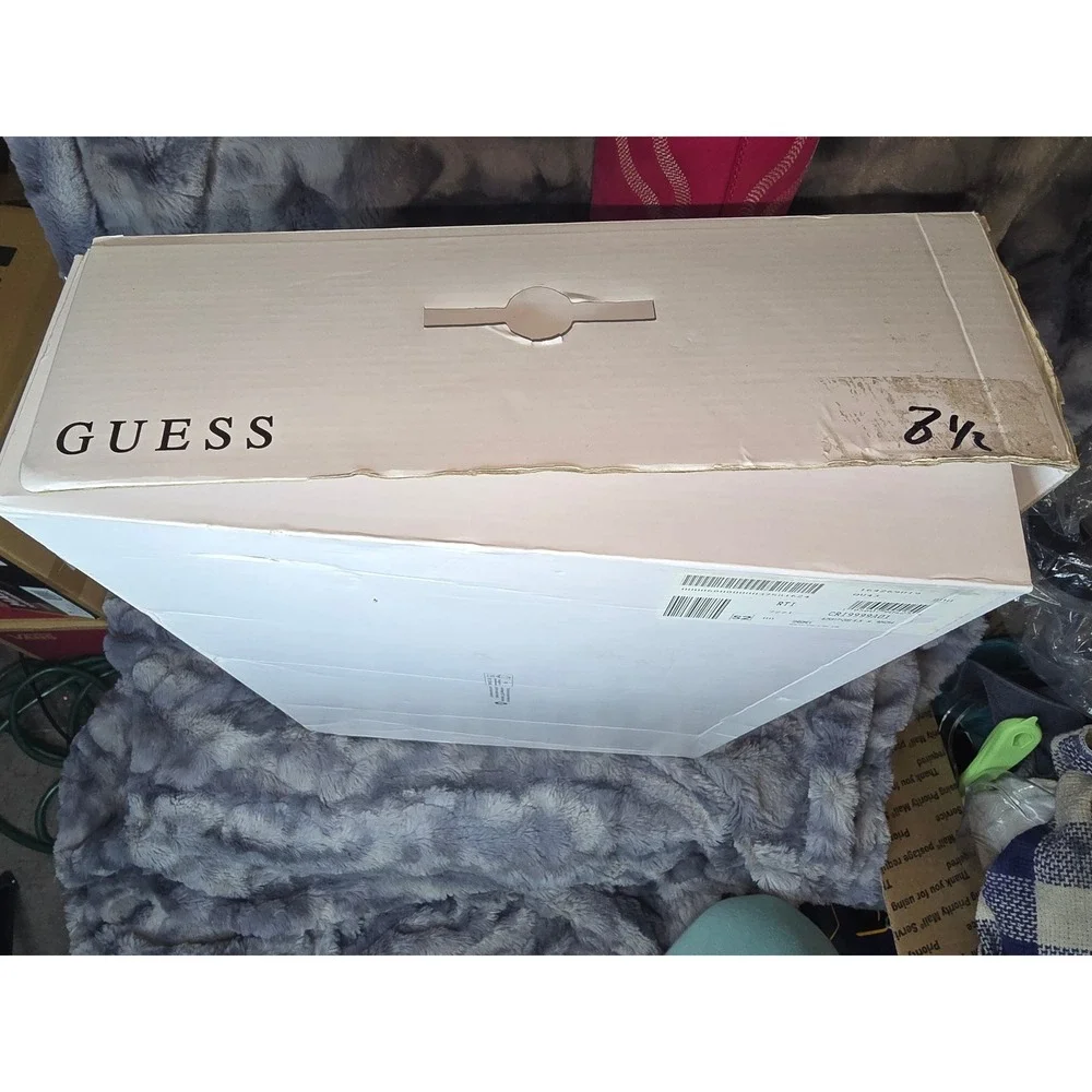 NWB GUESS Bowey Tan Patent Leather Stiletto‎ Heel Knee High Boots Size 8.5